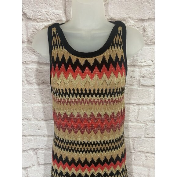 Boston Proper Small Metallic Midi Sweater Dress Stretch Woven Lined Zipper Back - Picture 4 of 10